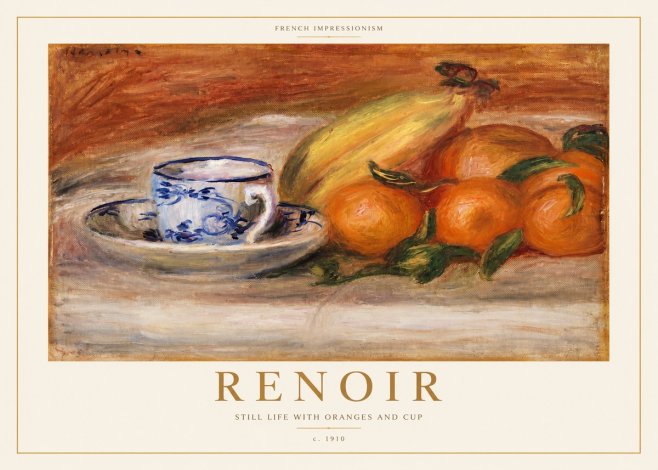 Renoir Still Life with Oranges and Cup No3 - Affiche