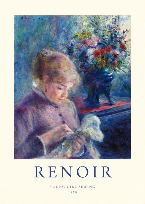 Renoir Young Girl Sewing No1 - Affiche