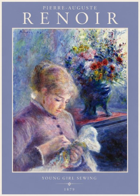 Renoir Young Girl Sewing No2 - Affiche