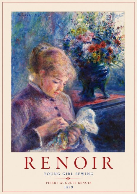 Renoir Young Girl Sewing No3 - Affiche