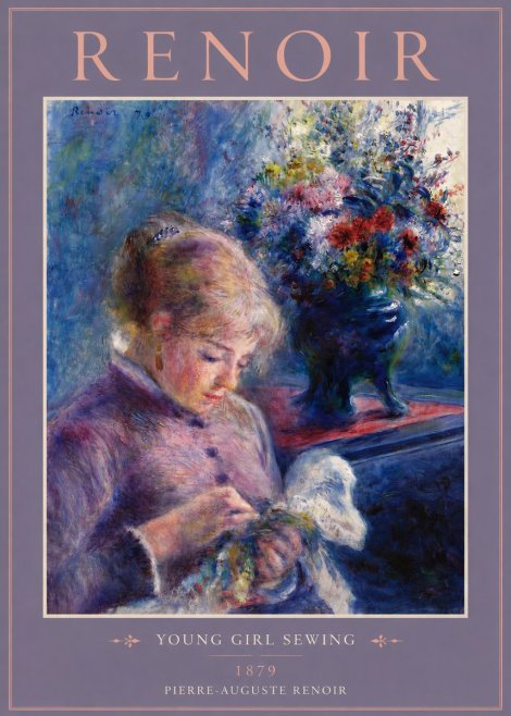 Renoir Young Girl Sewing No4 - Affiche