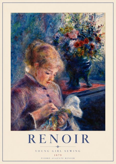 Renoir Young Girl Sewing No5 - Affiche