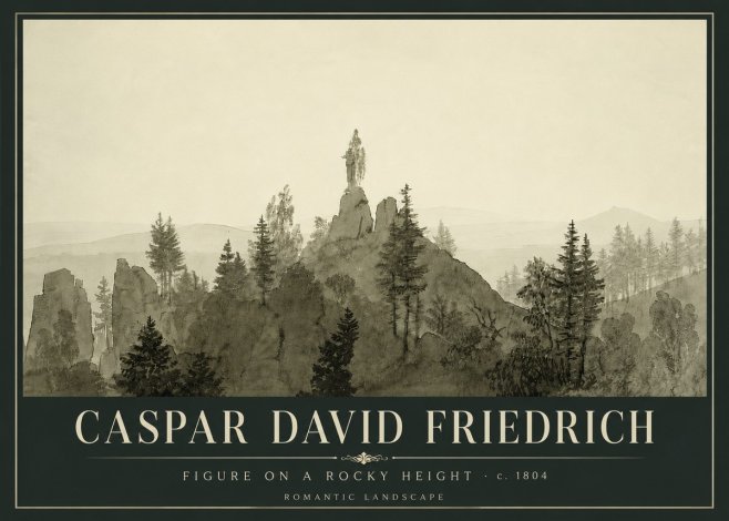Caspar David Friedrich Figure on a Rocky Height No6 - Affiche