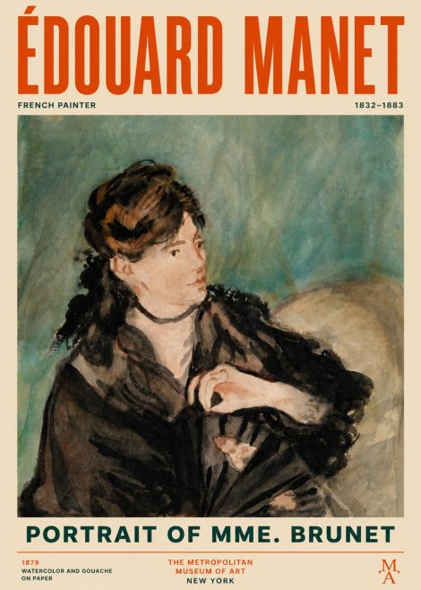 Édouard Manet Portrait of Mme. Brunet No5 - Affiche