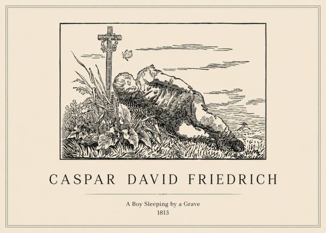 Caspar David Friedrich A Boy Sleeping by a Grave No1 - Affiche