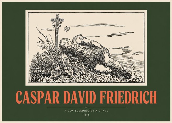 Caspar David Friedrich A Boy Sleeping by a Grave No2 - Affiche