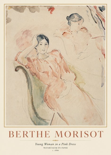 Berthe Morisot Young Woman in a Pink Dress II No1 - Affiche
