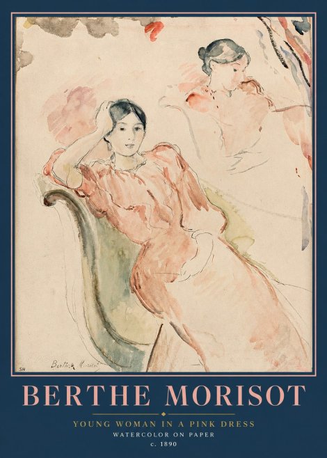 Berthe Morisot Young Woman in a Pink Dress II No2 - Affiche
