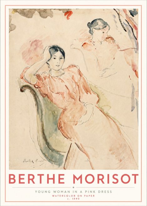 Berthe Morisot Young Woman in a Pink Dress II No3 - Affiche