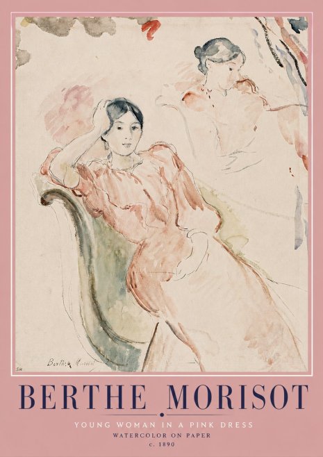 Berthe Morisot Young Woman in a Pink Dress II No4 - Affiche