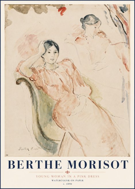 Berthe Morisot Young Woman in a Pink Dress II No6 - Affiche
