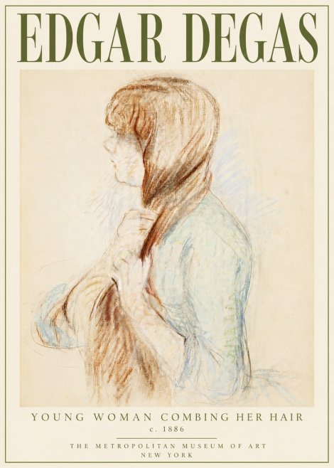 Edgar Degas Young Woman Combing Her Hair No4 - Affiche