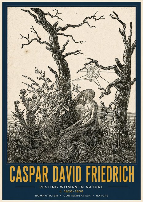 Caspar David Friedrich Resting Woman in Nature No4 - Affiche