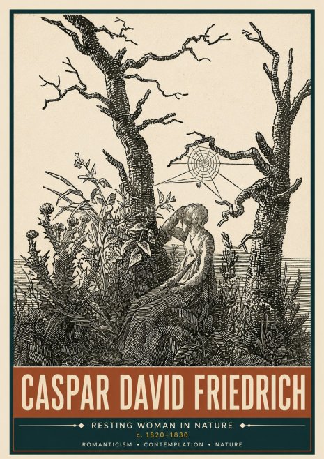 Caspar David Friedrich Resting Woman in Nature No5 - Affiche