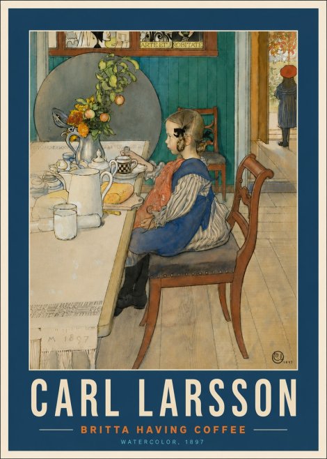 Carl Larsson Britta Having Coffee No6 - Affiche