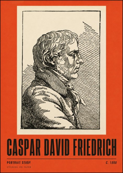 Caspar David Friedrich Portrait Study No2 - Affiche
