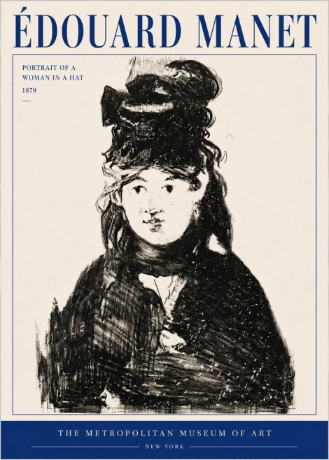 Édouard Manet Portrait of a Woman in a Hat No4 - Affiche