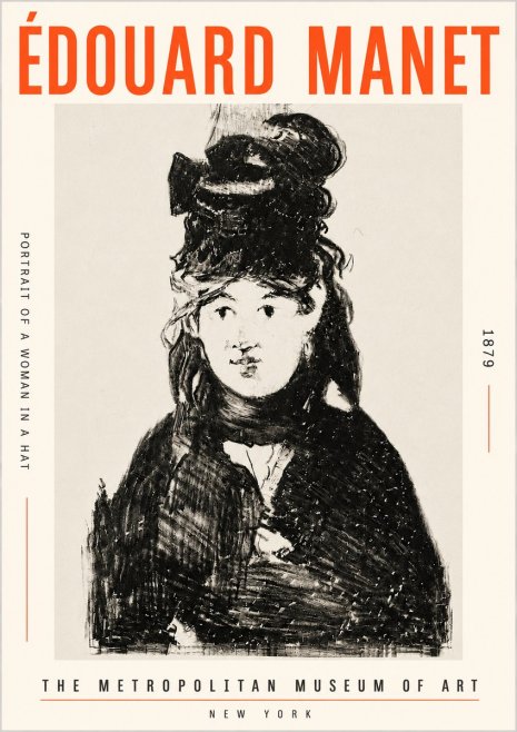 Édouard Manet Portrait of a Woman in a Hat No5 - Affiche