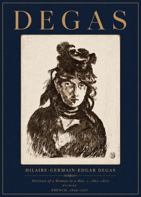 Edgar Degas Portrait of a Woman in a Hat No6 - Affiche