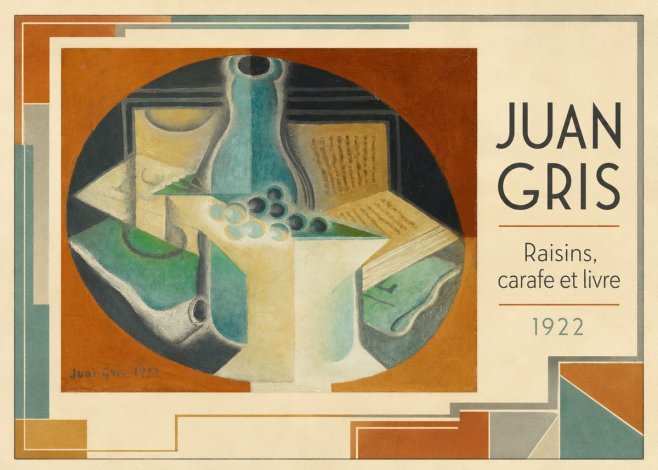Juan Gris Raisins, Carafe Et Livre No5 - Affiche