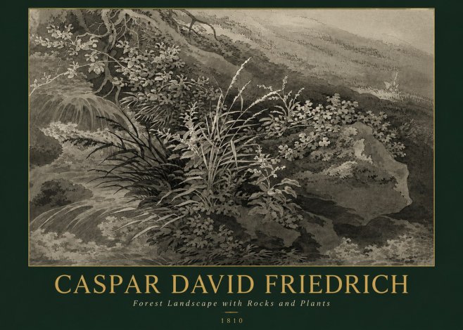 Caspar David Friedrich Forest Landscape with Rocks and Plants No3 - Affiche