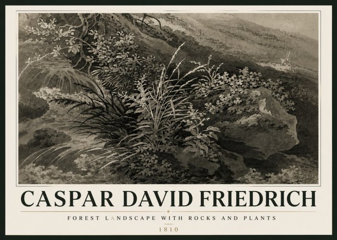 Caspar David Friedrich Forest Landscape with Rocks and Plants No6 - Affiche