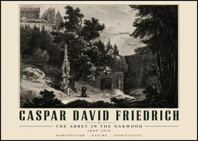 Caspar David Friedrich The Abbey in the Oakwood No4 - Affiche