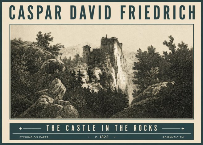 Caspar David Friedrich The Castle in the Rocks No4 - Affiche