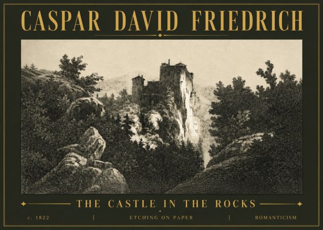 Caspar David Friedrich The Castle in the Rocks No5 - Affiche
