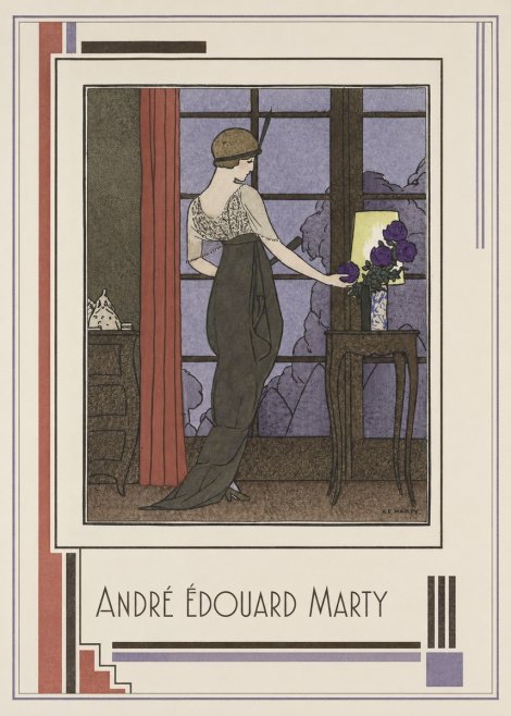 André Édouard Marty Lady at the Window with Roses No1 - Affiche
