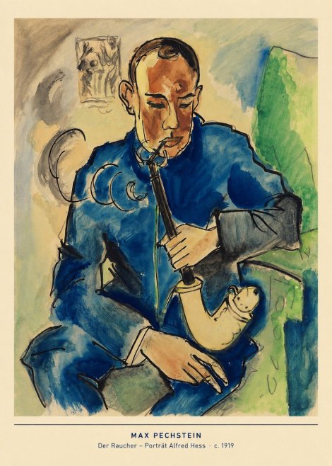 Max Pechstein Der Raucher – Porträt Alfred Hess No5 - Affiche