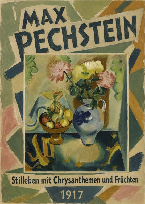 Max Pechstein Stilleben Mit Chrysanthemen Und Früchten No1 - Affiche