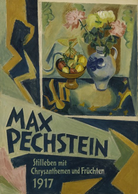 Max Pechstein Stilleben Mit Chrysanthemen Und Früchten No3 - Affiche