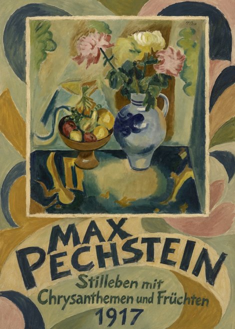 Max Pechstein Stilleben Mit Chrysanthemen Und Früchten No5 - Affiche