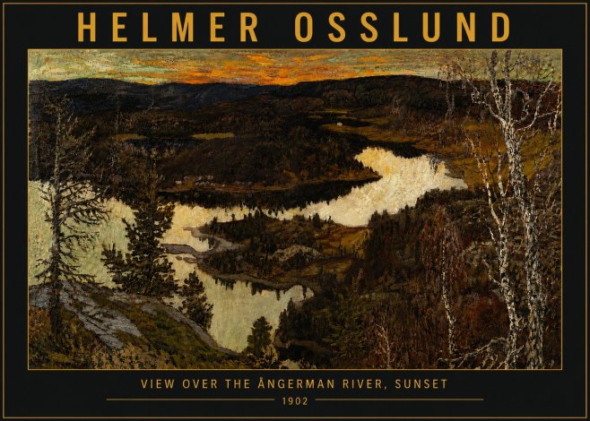 Helmer Osslund View over the Angerman River, Sunset No5 - Affiche