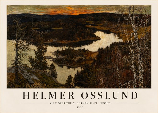 Helmer Osslund View over the Angerman River, Sunset No6 - Affiche