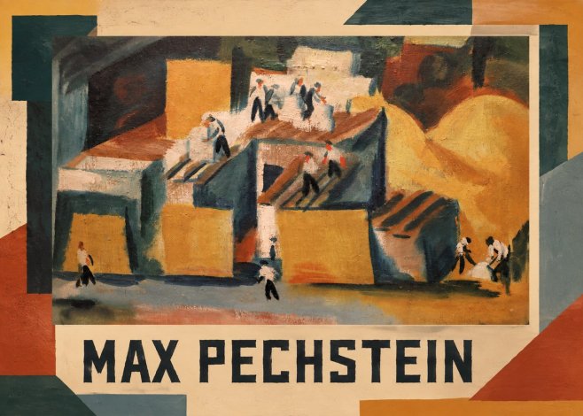 Max Pechstein Workers on Rooftops No1 - Affiche