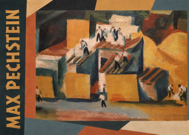 Max Pechstein Workers on Rooftops No2 - Affiche