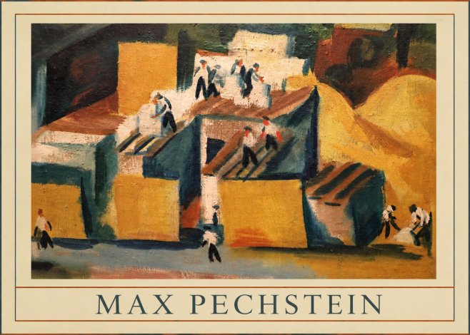 Max Pechstein Workers on Rooftops No5 - Affiche