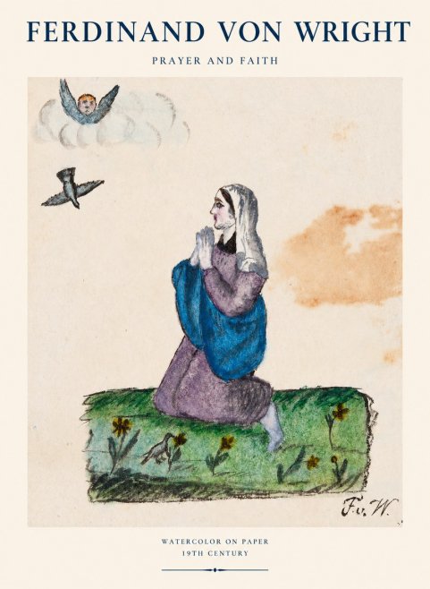 Ferdinand von Wright A Woman in Prayer No2 - Affiche