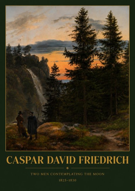Caspar David Friedrich Two Men Contemplating the Moon I No4 - Affiche