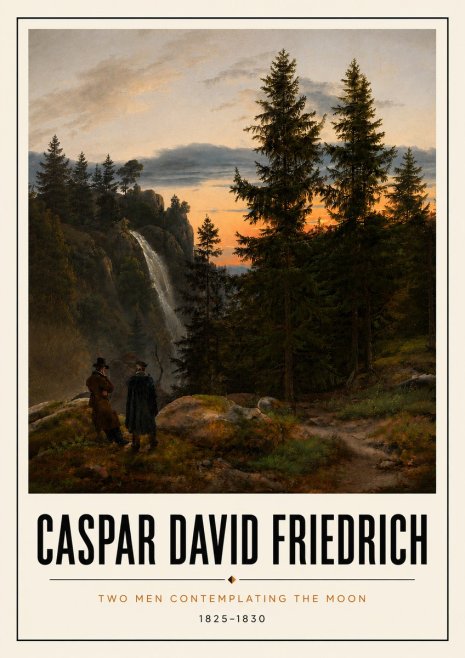Caspar David Friedrich Two Men Contemplating the Moon I No5 - Affiche