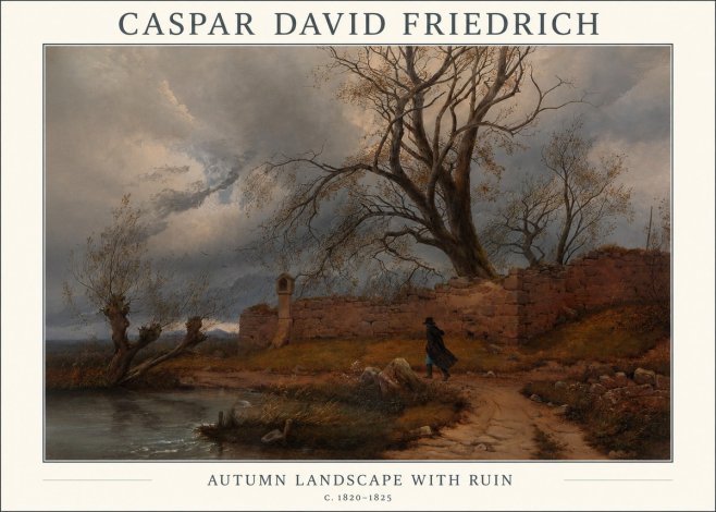 Caspar David Friedrich Autumn Landscape with Ruin No1 - Affiche