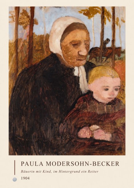 Paula Modersohn-Becker Bäuerin Mit Kind, Im Hintergrund Ein Reiter No4 - Affiche