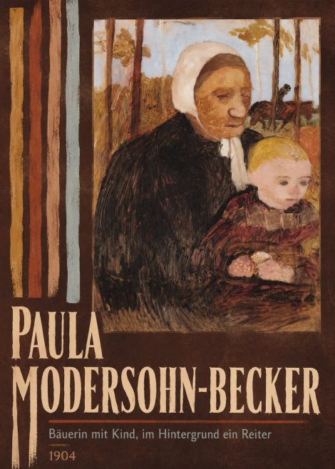 Paula Modersohn-Becker Bäuerin Mit Kind, Im Hintergrund Ein Reiter No5 - Affiche