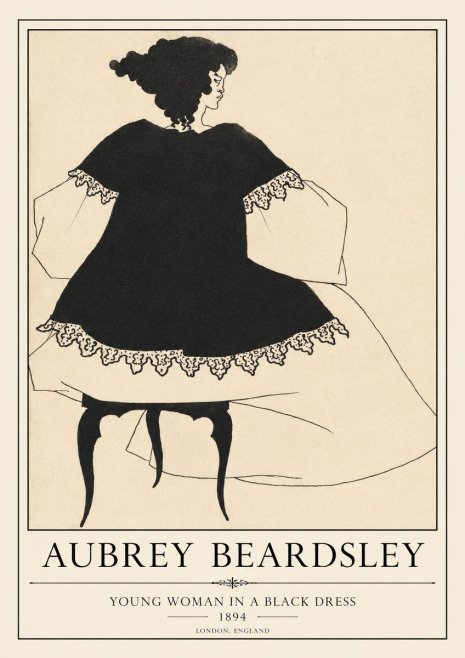 Aubrey Beardsley Woman in a Dress No2 - Affiche
