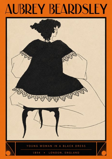 Aubrey Beardsley Woman in a Dress No3 - Affiche