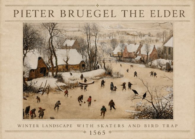Pieter Bruegel Winter Landscape with Skaters and Bird Trap No4 - Affiche