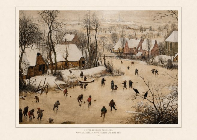 Pieter Bruegel Winter Landscape with Skaters and Bird Trap No6 - Affiche