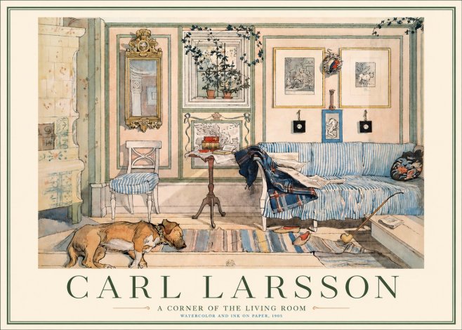 Carl Larsson Interior with Sleeping Dog No6 - Affiche